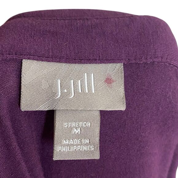 J Jill Polo Dress Womens M Purple V-Neck Collared 1/4 Button Long Sleeve Stretch - Picture 3 of 12